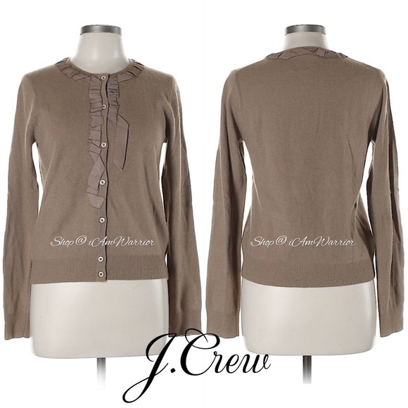 J.Crew grosgrain ribbon tan cashmere blend cardigan sweater *shop@iamwarrior - Picture 5 of 11